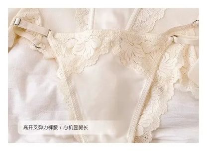 French Lingerie Set Sexy Fish Bone Corset Lace Long Bra High Quality Women Underwear Flowers Embroidery Shapewear Tops Panties