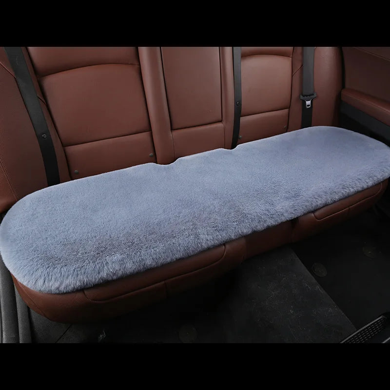 Car Seat Cover Cushion Winter Warm Plush Fluffy Car Seat Front Rear Wool Fur Capes Cushion Set Cotton Pad Car Interior