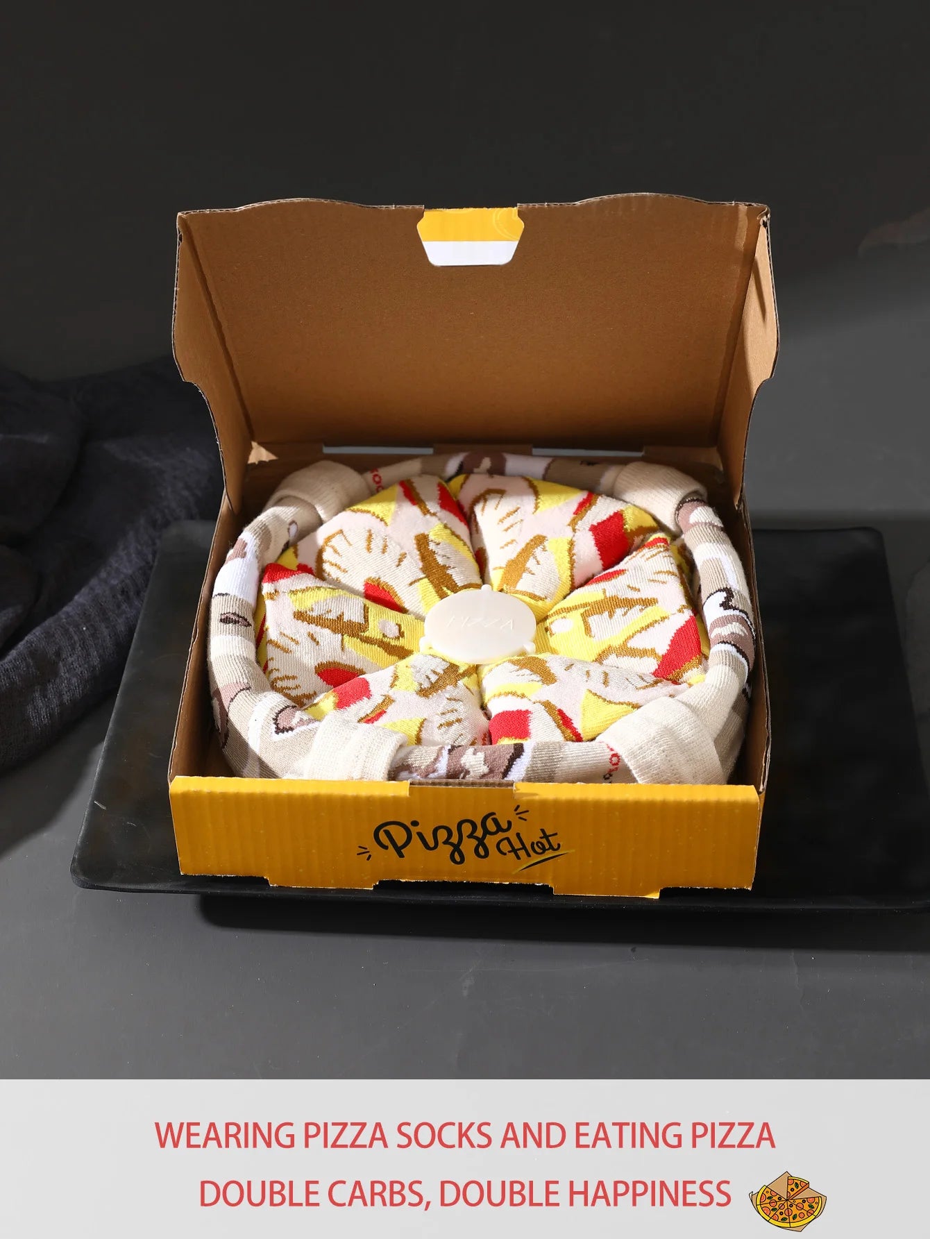 4 pair of medium-cut unisex socks pizza with a novel and quirky creative and interesting holiday gift
