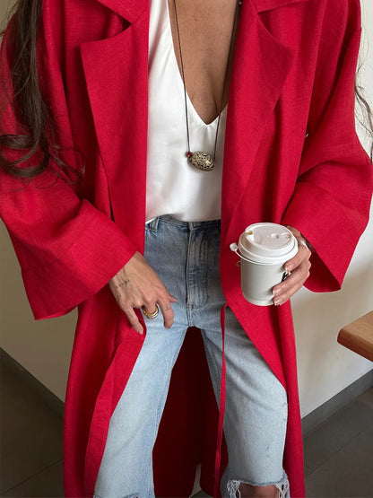 Tossy Casual Loose Lace-Up Dress Female Lapel Long Sleeve High Waist Solid Autumn 2025 New Bandage Dress Women's Commute Dress
