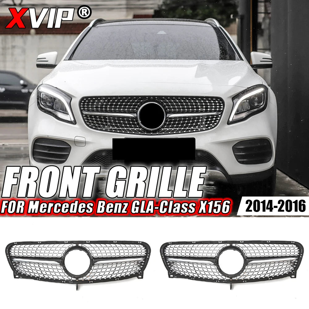 XVIP Chrome Diamonds Style Racing Grille For Mercedes Benz GLA-Class X156 GLA180 GLA200 GLA250 2014-2016 GTR Style Bumper Grille