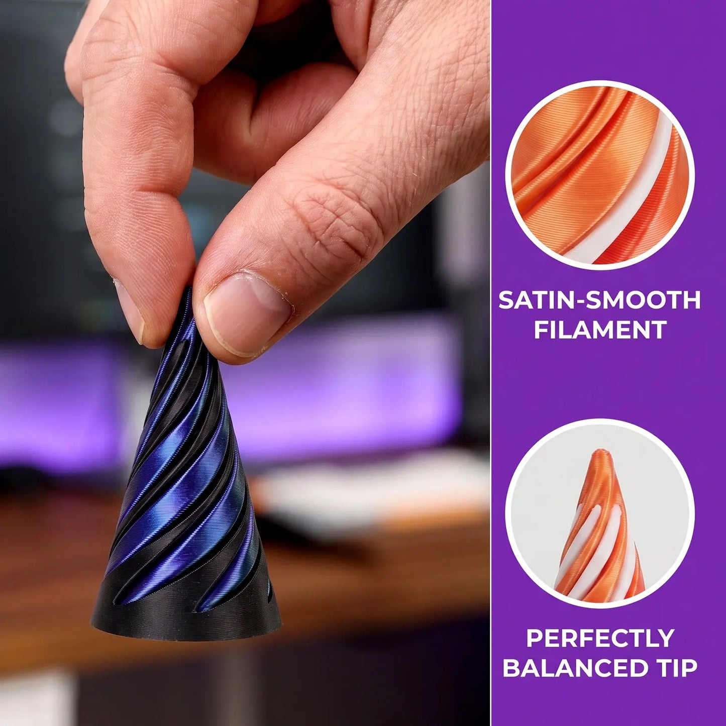 5Pcs Spiral Cone Fidget 3D Printed Dual Color Pyramid Passthrough Sensory Brain Teaser Kinetic Desk Puzzle Office Decompression