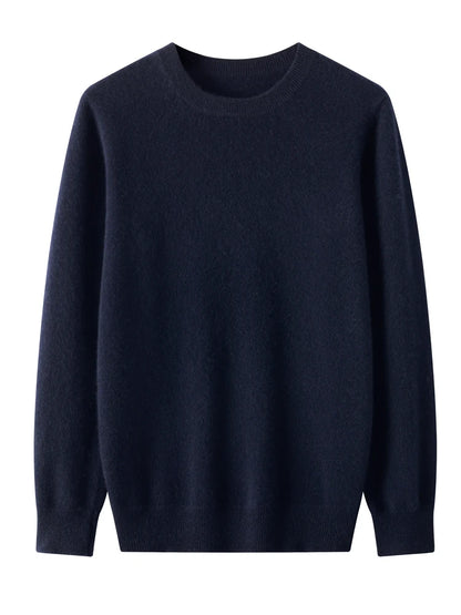 Autumn Winter Men O-neck 100% Merino Wool Pullover Cashmere Sweater Basic Casual Bottom Business Knitwear Soft Warm Clothing