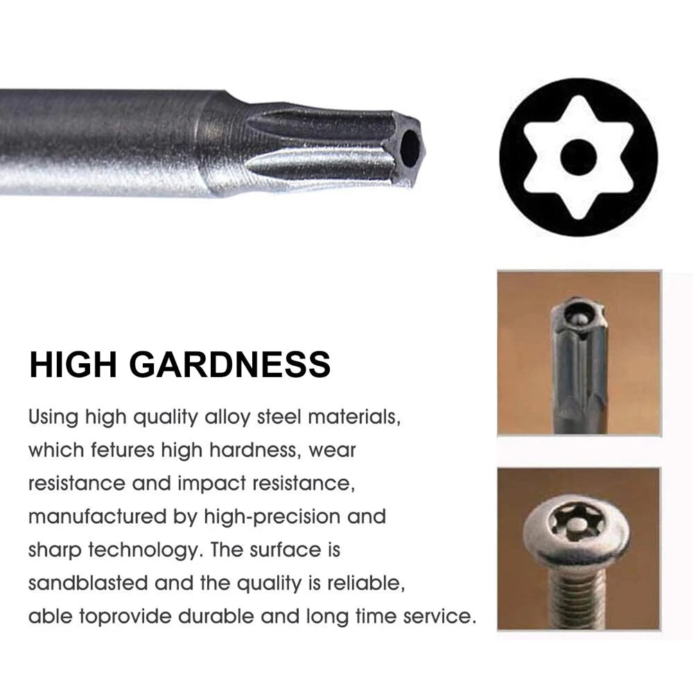 11PCS Torx Head Screwdriver Bit Set Magnetic 1/4" Hex Shank S2 Steel 3 Inch Long Drill Bits Security Torx Bits T6-T40 50/100mm