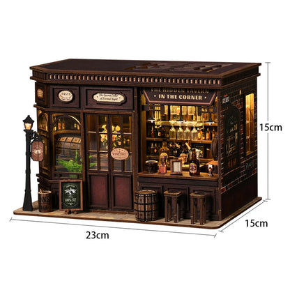 DIY Wooden Puzzles Bookstore Casa Miniatures Bookend Assembled Houses Toys For Friends Birthday Gifts Home Decoration