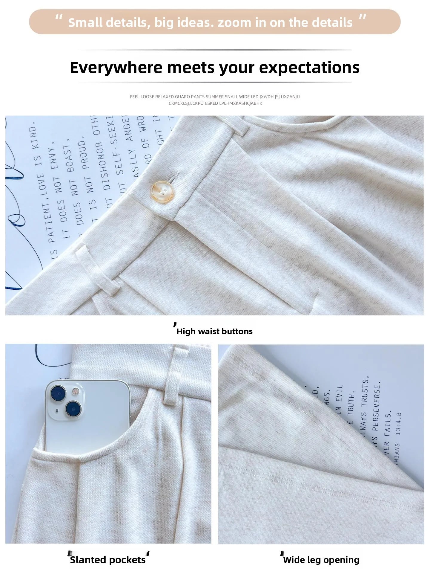Korean Style High Waist Loose Fit Fleece Lined Wide Leg Pants Women's Autumn Winter New Arrival Straight Cut Trousers
