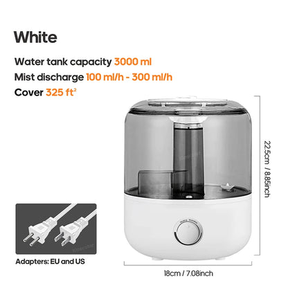 Household Electric Air Humidifier 3l Large-Capacity Large Spray Mute Humidifier Sprayer Atomiser Wall Plug