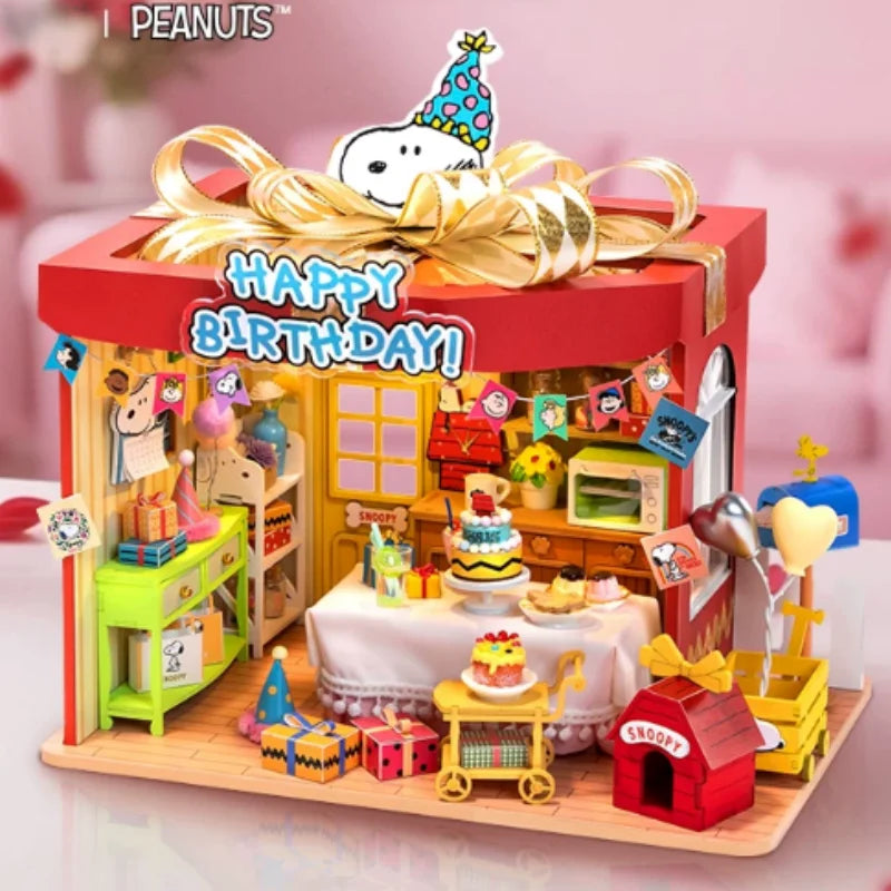 Pantasy Snoopy Series Typewriter Building Blocks Musical Mechanism Interlocking Ornament Assembly Toy Gift