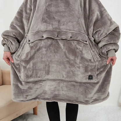 Heated Winter Home Clothes Large Size Blanket Wearable Thiened  Hing Hooded Lazy Blanket USB Heating Couples Robe