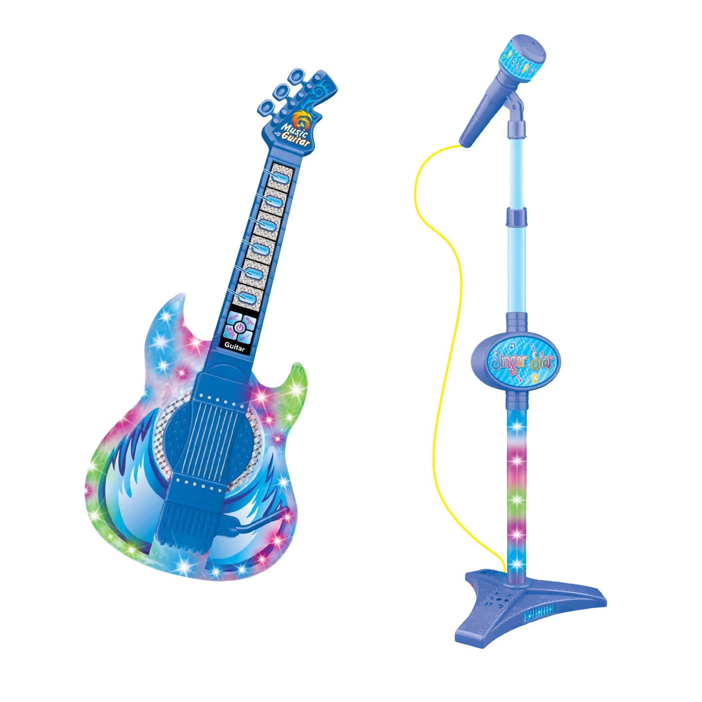 Children's Electric Multifunctional Guitar Instrument Set with Microphone and Light Music Toy - Birthday and Holiday Gifts