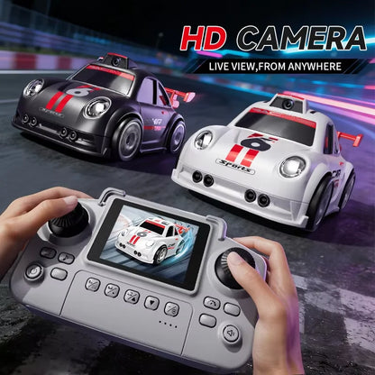 C6 Mini Desktop RC Drift Car With Camera Photo Video 4-Channel Screen Remote Follow Escape Mode Adjustable Speed Kids Toy Gift