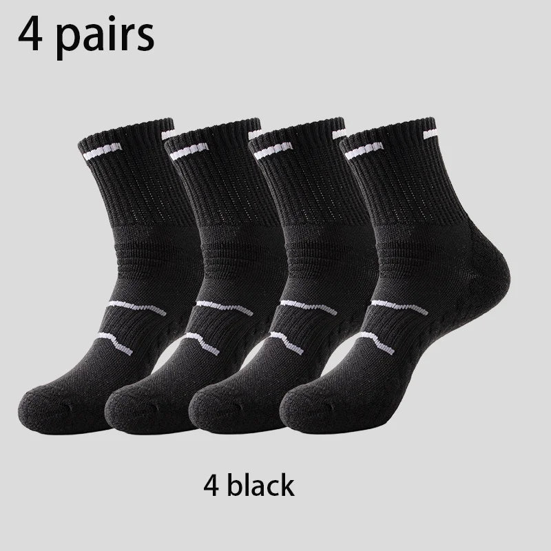 4 Pairs Pro Performance Sport Socks – Breathable, Cushioned, Anti-Slip for Running & Training
