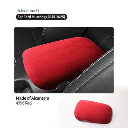For Ford Mustang 2015-2025 Made of Alcantara Wrap ABS Car Trim Armrest Box Cover Panel Italian Suede Interior Tuning Accessories