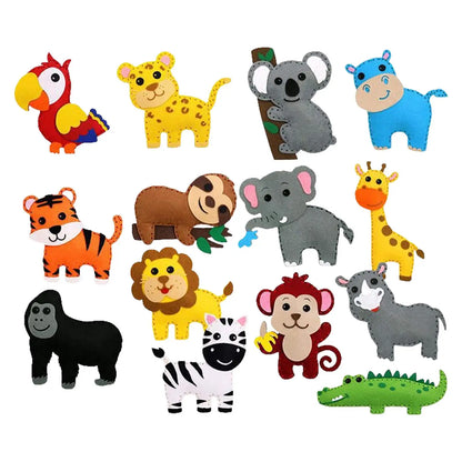 Zoo Felt Animal Animals Sewing Kits forest Children Birthday Gifts DIY Crafting and Sewing Set Felt for Beginner Kids