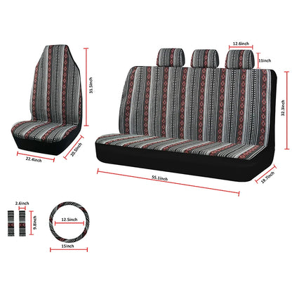 AUTO PLUS Car Seat Covers Set Baja Saddle Blanket Weave Universal Fit Most Car Seat Protection Steering Wheel Cover Protector