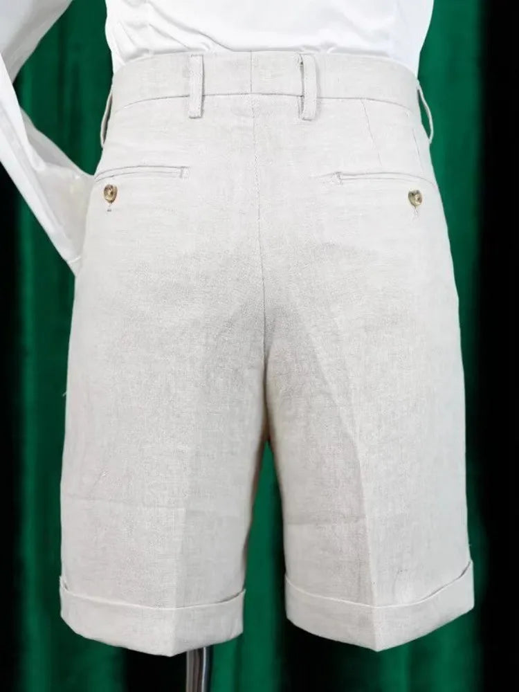 Office Men Work Summer Suit Shorts Japanese Style Solid Color High Street New Knee Length Trousers Male Straight Casual Shorts