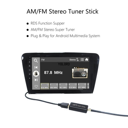 Universal Car Radio AM/FM Stereo Adapter Receiver USB Stick Antenna Box Applied to Android System APK Control