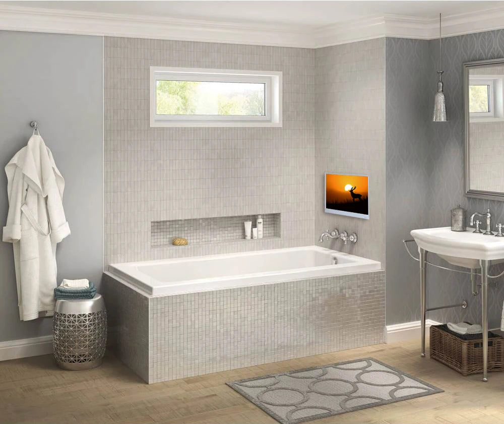 Souria 22 inches White Color Waterproof Bathroom SPA Hotel TV Built-in WiFi Bluetooth DTV Tuner Android IP66 Television