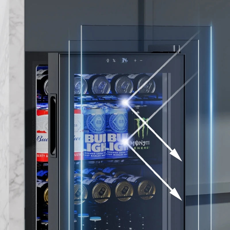 Beverage Refrigerator Cooler-77Cans Freestanding Mini Fridge Cooler with Glass Door for Home Office