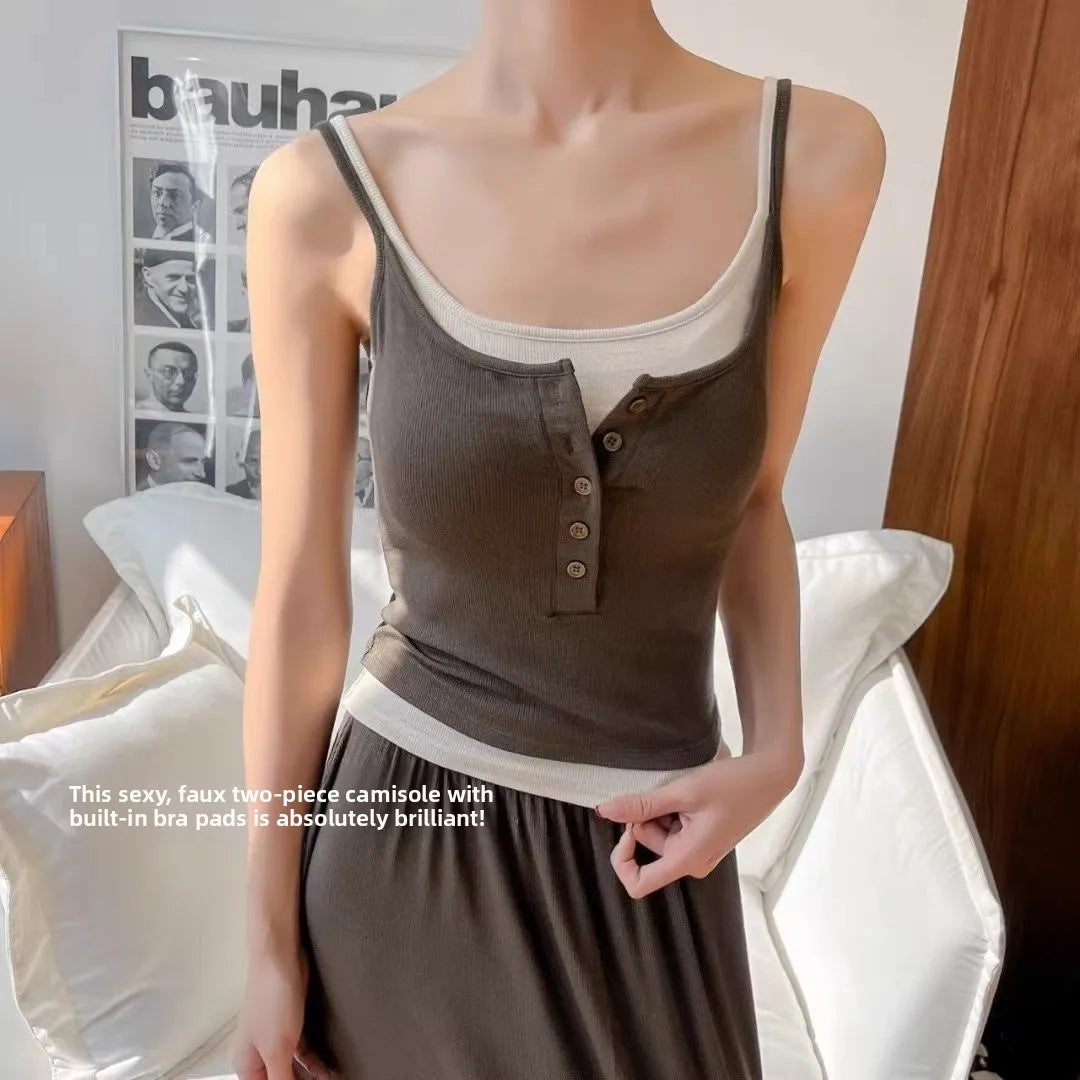 25 Styles Spicy Girl Single Wear Inner Wear Outer Wear Color Block Halter  with Chest Pad Vest Beautiful Back