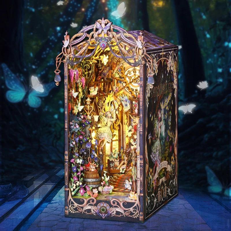 Magical DIY Book Nook Kits Miniature Doll House With LED Light 3D Puzzles Building Wooden Bookshelf Bookend Toy For Adults Gifts