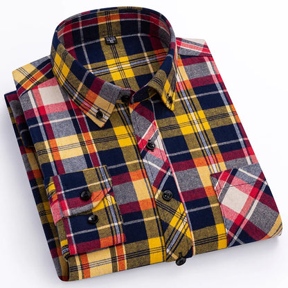 Plus Size 8XL 100% Cotton Sanding Long-Sleeve Shirts for Men Slim Fit Casual Plain Shirt Soft Palid Tops Designer Elegant Clothe