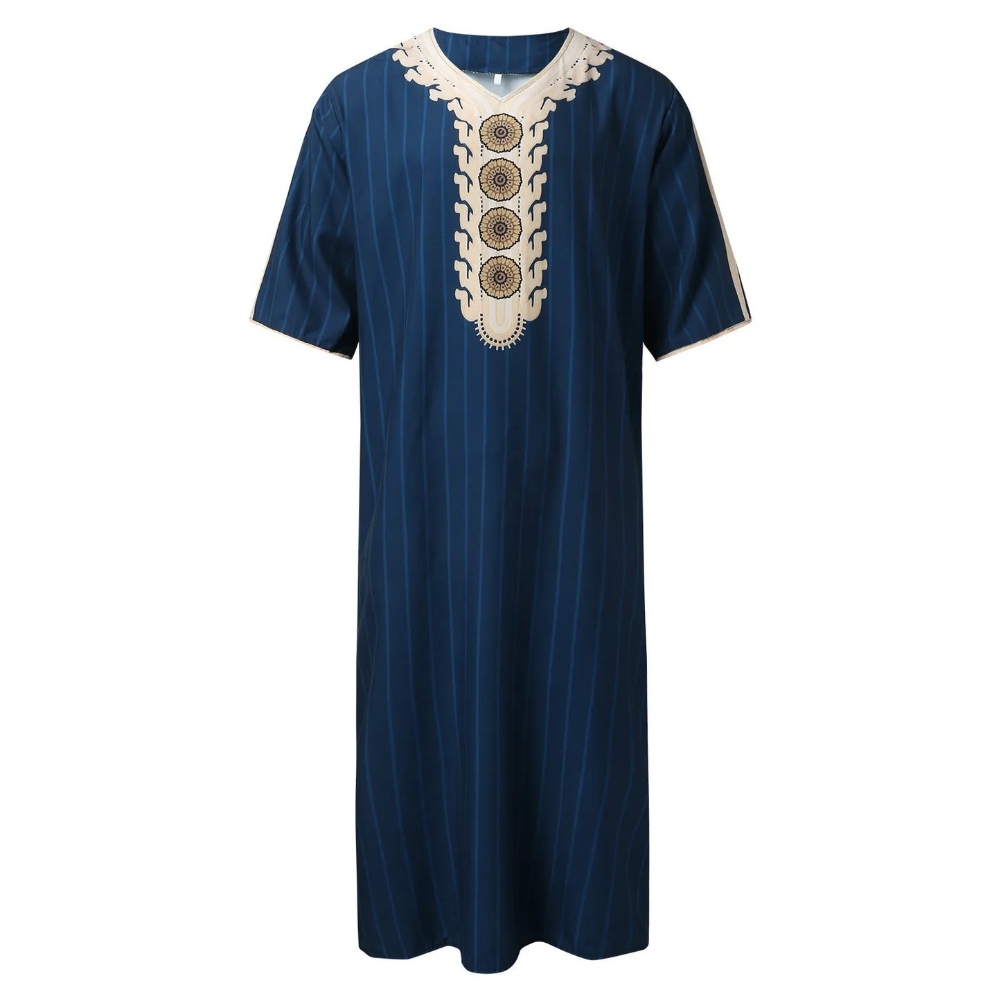 Men's Summer Islamic Robe 2026 Loose Moroccan Kaftan 3D Digital Print Middle East Traditional Muslim Thobe for Cultural Events