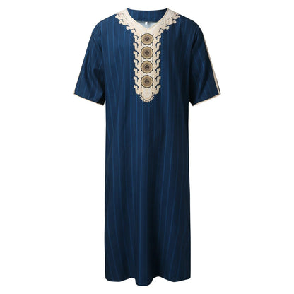 Men's Summer Islamic Robe 2026 Loose Moroccan Kaftan 3D Digital Print Middle East Traditional Muslim Thobe for Cultural Events
