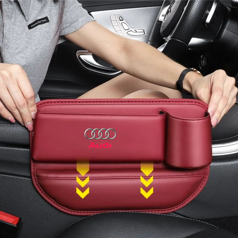 For Audi A3 A4 A5 A6 A7 A8 Q3 Q5 Q7 Q8 RS4 RS5 S3 S4 S5 TT Car Seat Crevice Storage Box Seat Gap Slot With Cup Holder Organizer