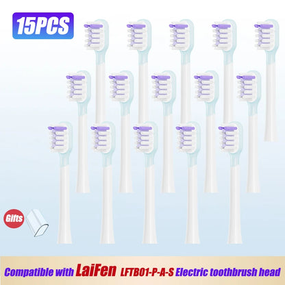 15pcs Brush Head Compatible with LaiFen LFTB01-P-A-S Sonic Electric Toothbrush Vacuum Packaging