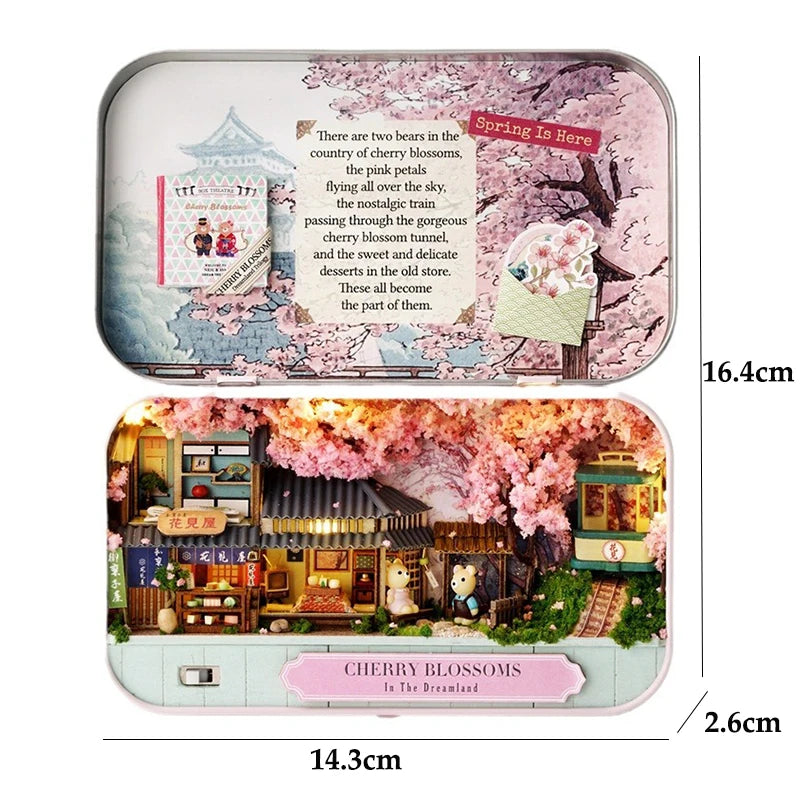 9 Styles Box Theatre DIY Wooden DollHouses Miniature Box Doll Houses 3D Puzzle Assemble Building Model Kits Toy Birthday Gifts