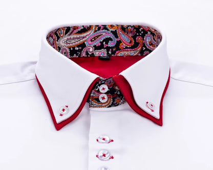 2025 Spring/Fall Men's Slim Fit Long Sleeve Shirts Free Iron Chinese Double Collar Trend White Fashion Business Casual Shirt