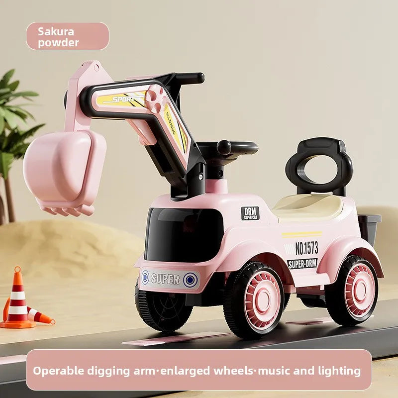 Kids Excavator Rideable Push Car Construction Toy Boys Girls Babies Children's Excavator Scooter Wiggle Car Toys