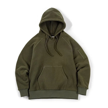 Maden Autumn and Winter Thickened Polar Fleece Hooded Sweatshirt for Women Dark Green Oversized Sweater Warm Streetwear Hoodies