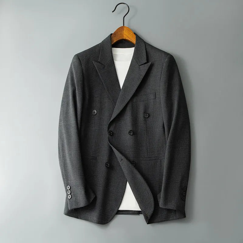 2026 New Autumn And Winter Men'S High-Quality Comfortable Suit Thicken Casual Plaid trench coat men Double-Breasted Suit Jacket