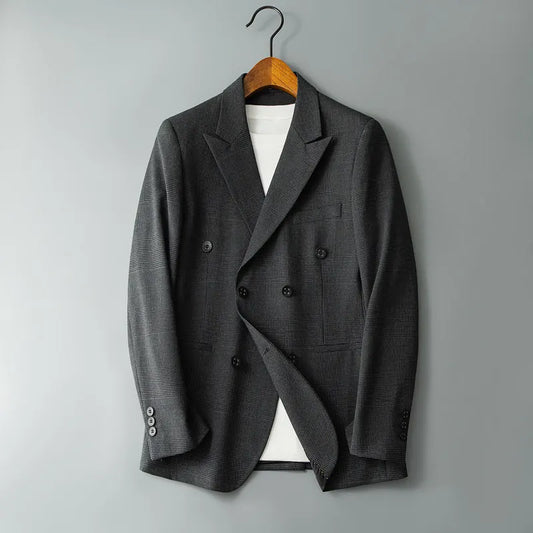 2026 New Autumn And Winter Men'S High-Quality Comfortable Suit Thicken Casual Plaid trench coat men Double-Breasted Suit Jacket