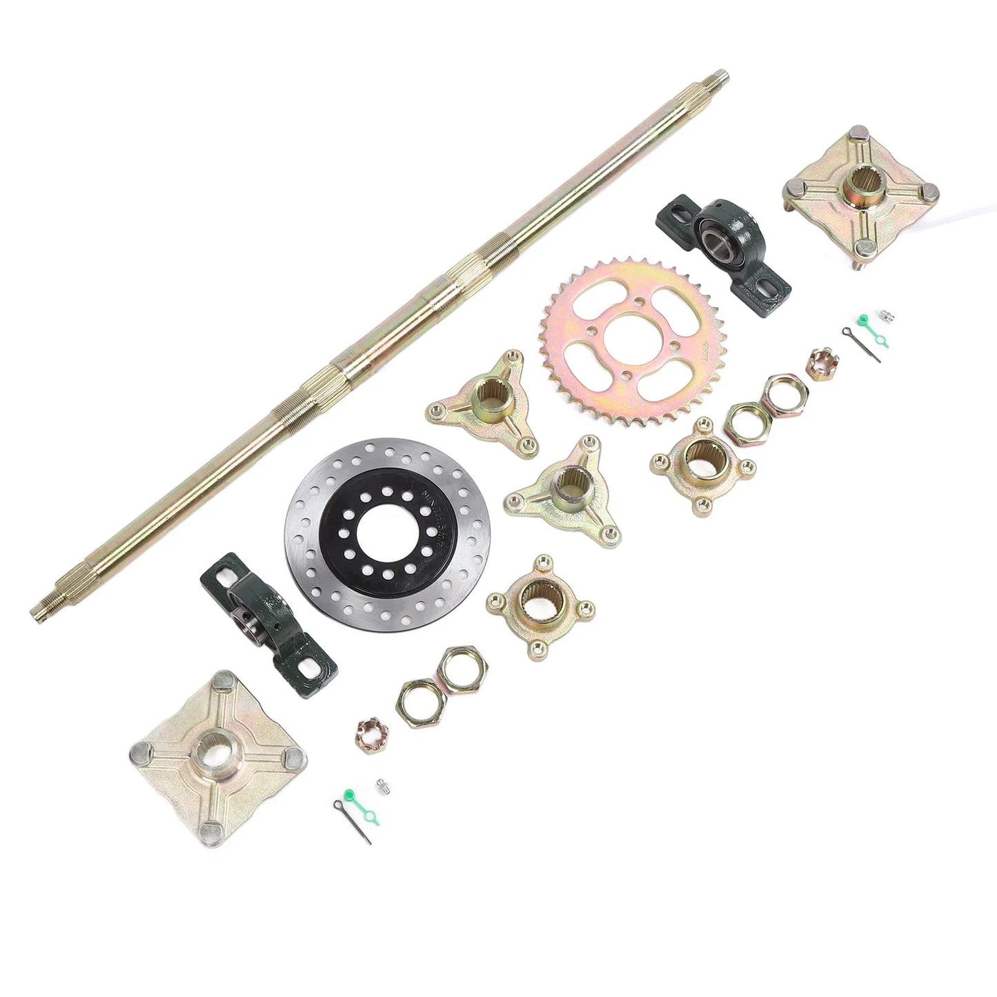 Heavy Duty 740mm Go Kart Rear Axle Kit with 37T Sprocket & Brake Disc for 50-150CC DIY ATVs Quads Drift Trikes