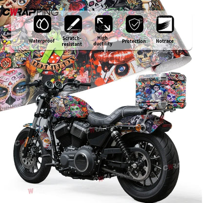 Graffiti Print Vinyl Wrap Supplies Car Livery Graffiti Wrapping Foil Exterior Car Stickers Camouflage Film Waterproof Paint Tint