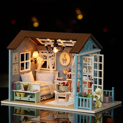 DIY Miniature Dollhouse Kit Assemble Puzzle 3D Wooden House Room Craft With Furniture LED Lights For Friends Birthday Gift Toys