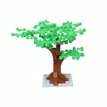 MOC Plant & Tree Parts: Green Grass, Pine Trees, Leaf Flowers & City Building Bricks Accessories - Assemble Blocks Kit