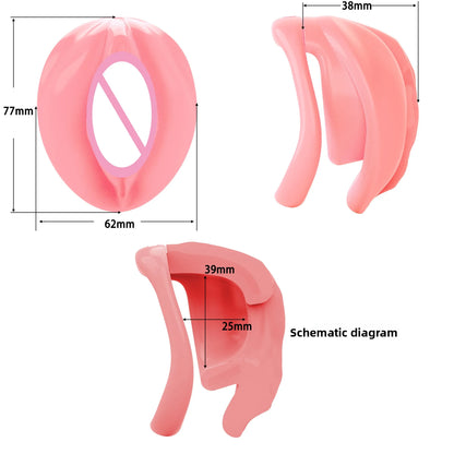 Soft Realistic Pussy Male Chastity Cage Lightweight Penis Bondage Gear Dick Cage with 4 Size Cock Rings CB Sex Toys for Man Gay