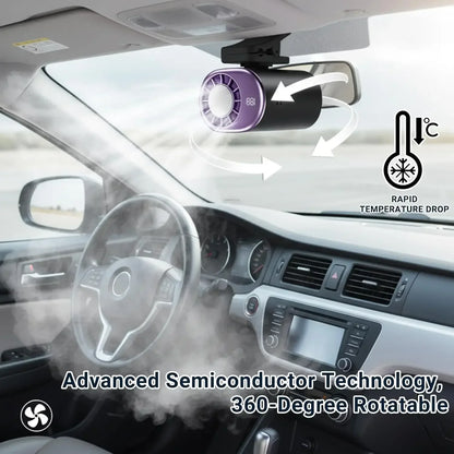 2026 Personal Portable Car Clip-On Air Conditioner Fan With 360° Rotation 199 Speeds Adjustable USB Rechargeable LED Display For