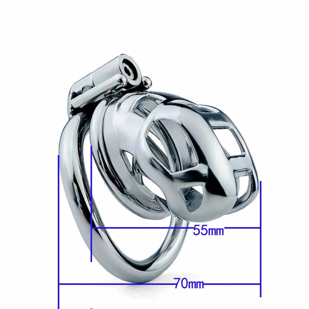Stainless Steel Male Chastity Device Metal Cock Cage with Arc Penis Rings BDSM Gay Erotic Urethral Device Adult Erotic Sex Toys