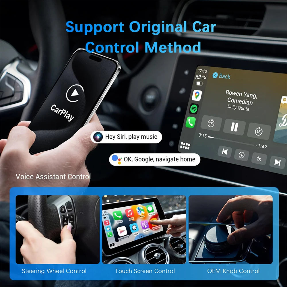 2 IN 1 CarPlay Smart Box Wired to Wireless Android Auto Adapter Car Play Dongle For Car Has CarPlay Android Auto Used by Cable