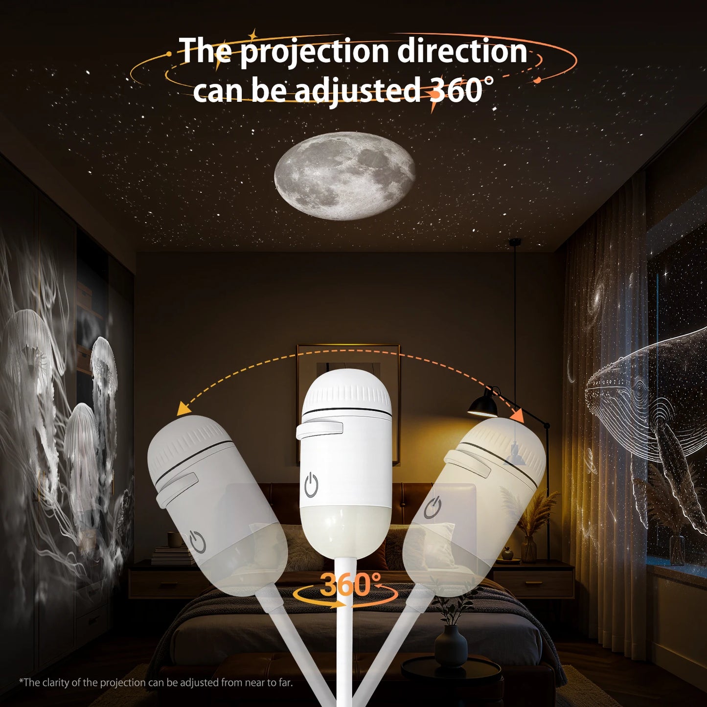 Romantic LED Starry Sky Night Light USB Powered Saturn Galaxy Projector Lamp for Car Roof Party Room Ceiling Decor Plug and Play