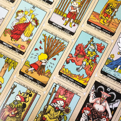 6*10.2cm Cute Anime Tarot Cards 80pcs Pocket Size Kawaii Healing Style Tarot Deck for Beginners Fortune Telling Board Game