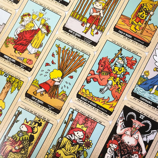 6*10.2cm Cute Anime Tarot Cards 80pcs Pocket Size Kawaii Healing Style Tarot Deck for Beginners Fortune Telling Board Game