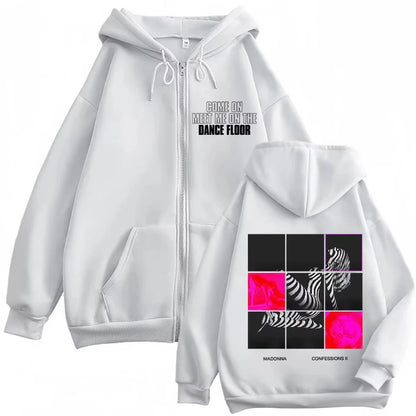 Madonna CONFESSIONS II Album Tour 2026 Printed Casual Hip Hop Y2k Street Style Printed Pattern Hoodie Daily Dressing