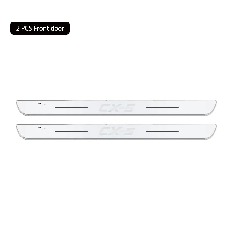 Wireless Car Welcome Door Sill Light for Mazda CX5 Projector Lamp USB Power Moving LED Car Scuff Pate Pedal Interior Accessories