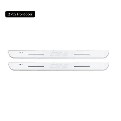 Wireless Car Welcome Door Sill Light for Mazda CX5 Projector Lamp USB Power Moving LED Car Scuff Pate Pedal Interior Accessories